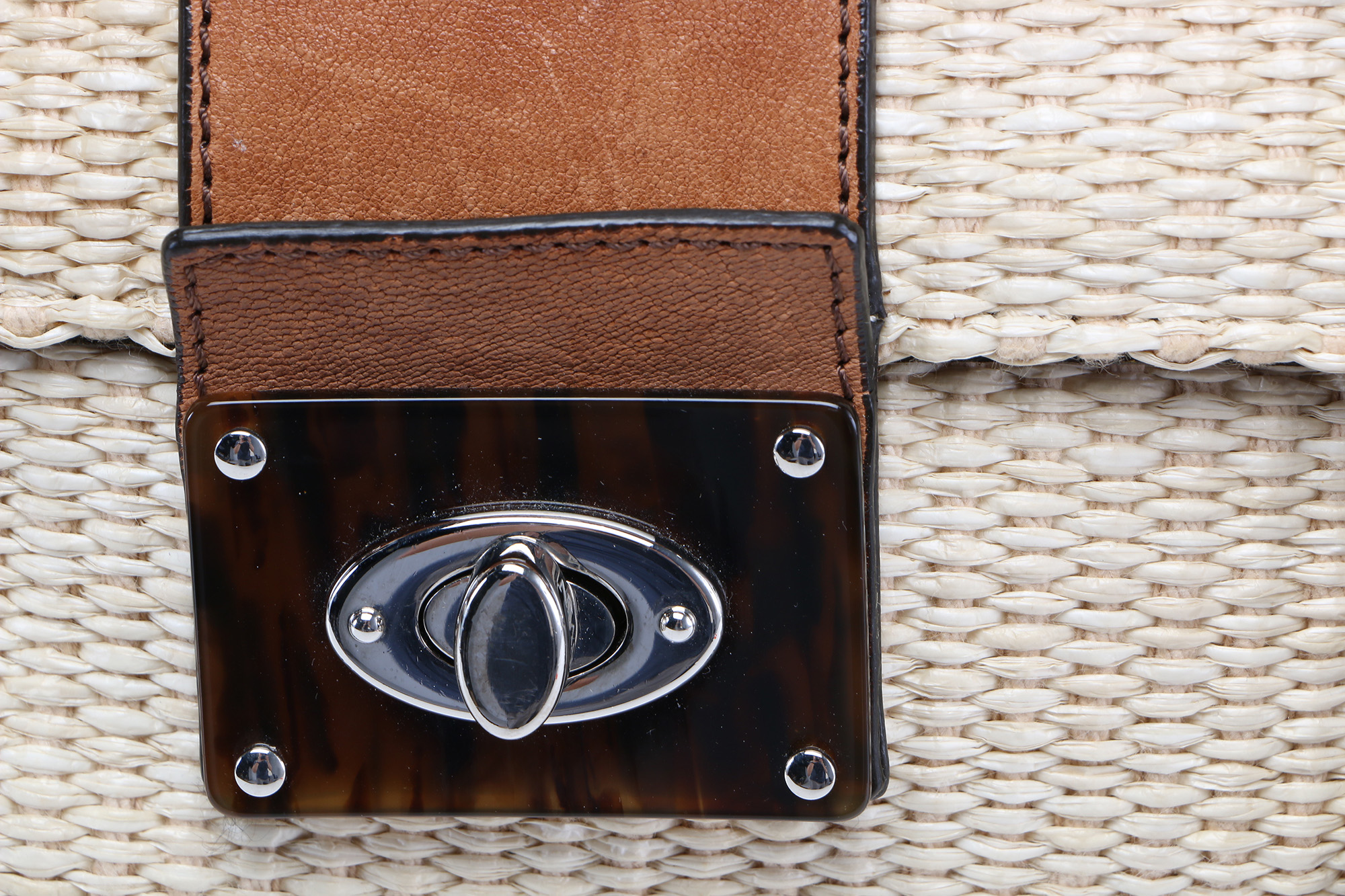 Lanvin Paris Sac Montero Woven and Leather Handbag