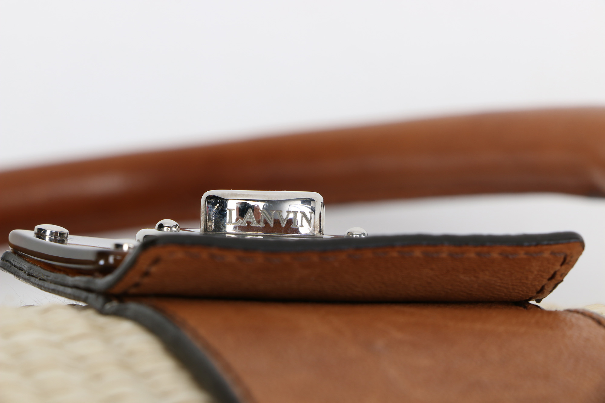 Lanvin Paris Sac Montero Woven and Leather Handbag