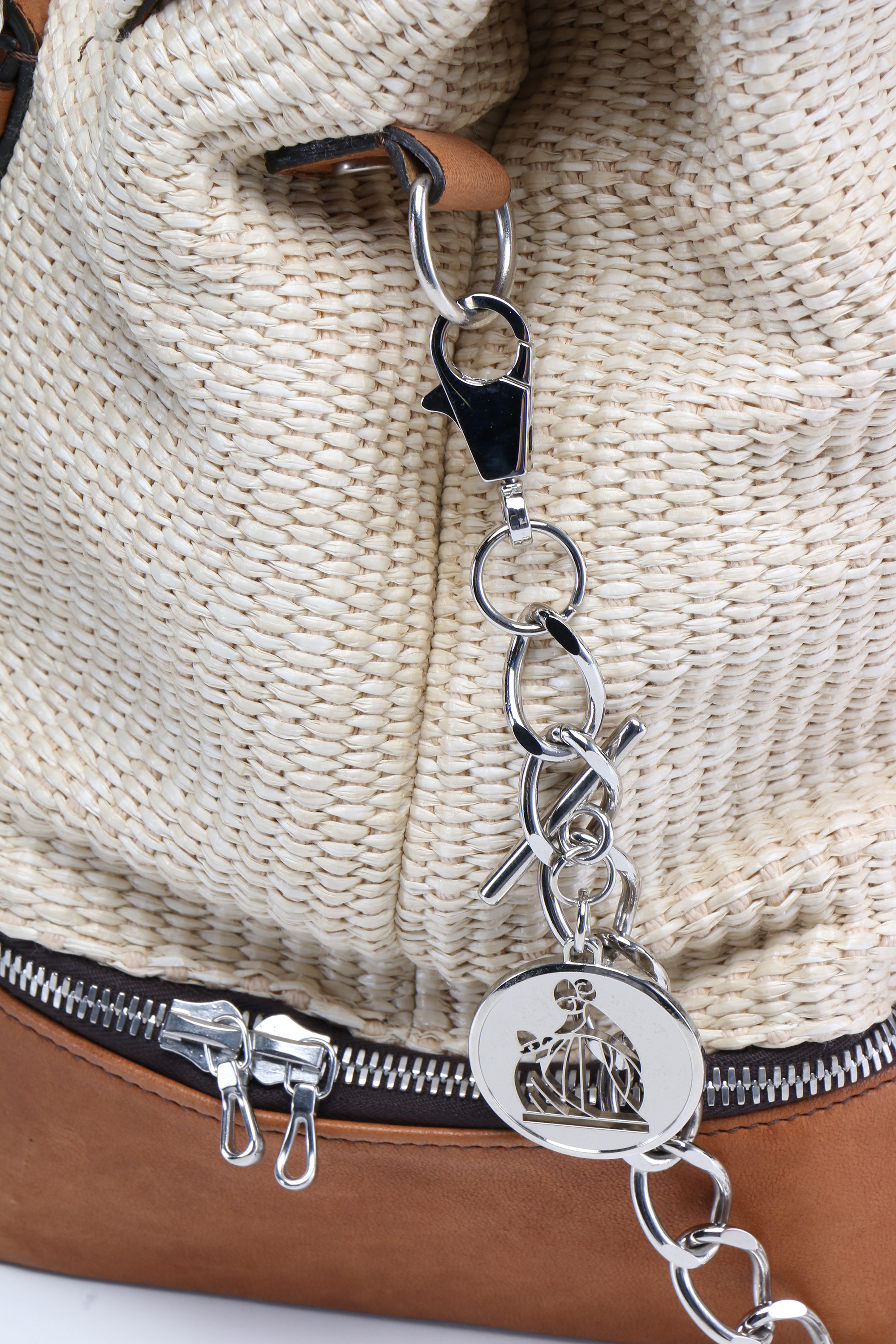 Lanvin Paris Sac Montero Woven and Leather Handbag