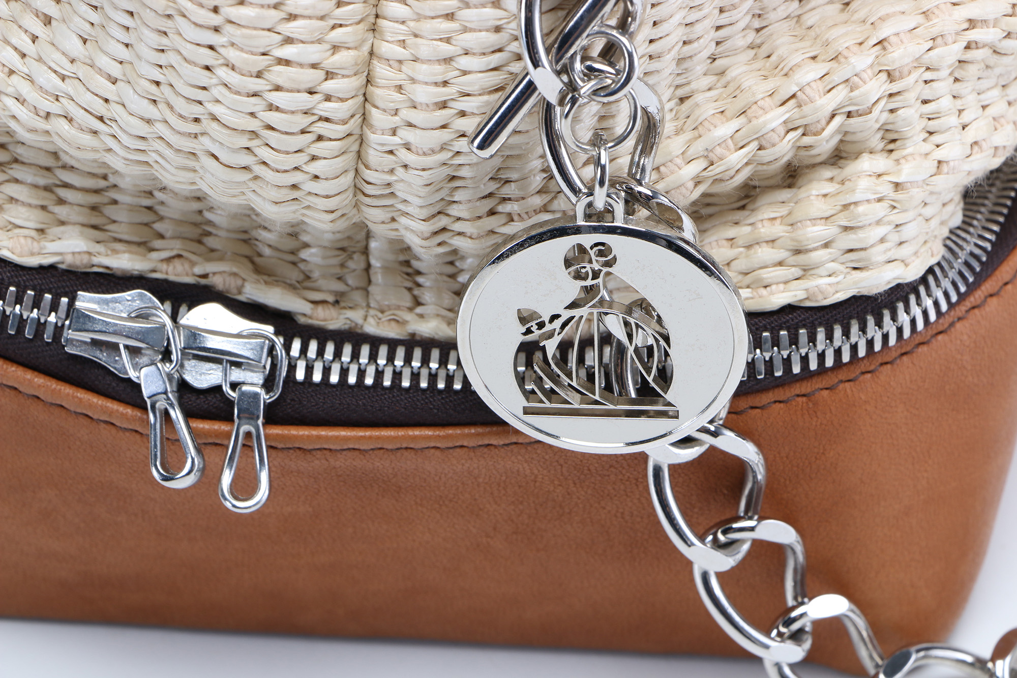 Lanvin Paris Sac Montero Woven and Leather Handbag