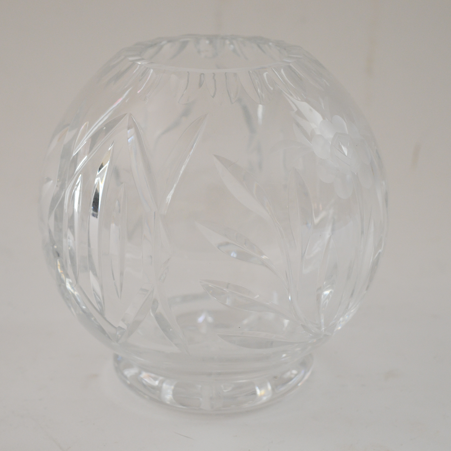 Hand Cut Crystal Rose Bowl