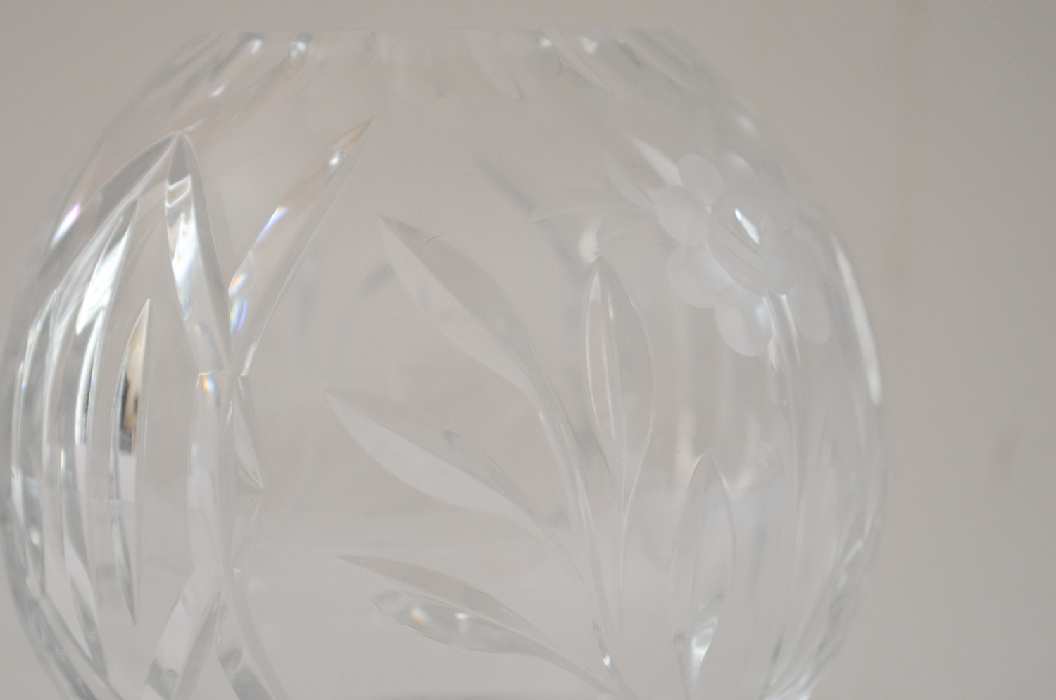 Hand Cut Crystal Rose Bowl