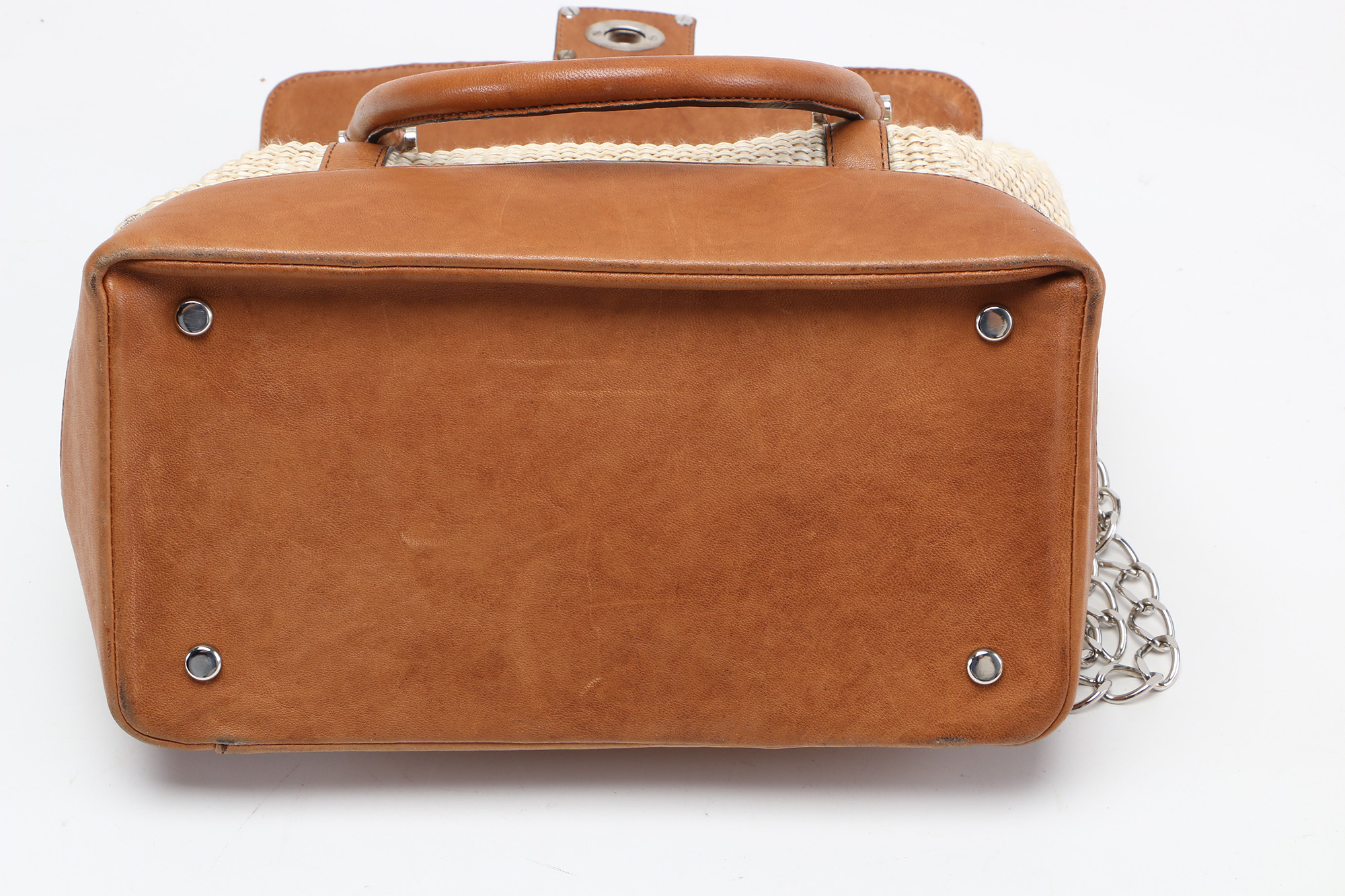 Lanvin Paris Sac Montero Woven and Leather Handbag