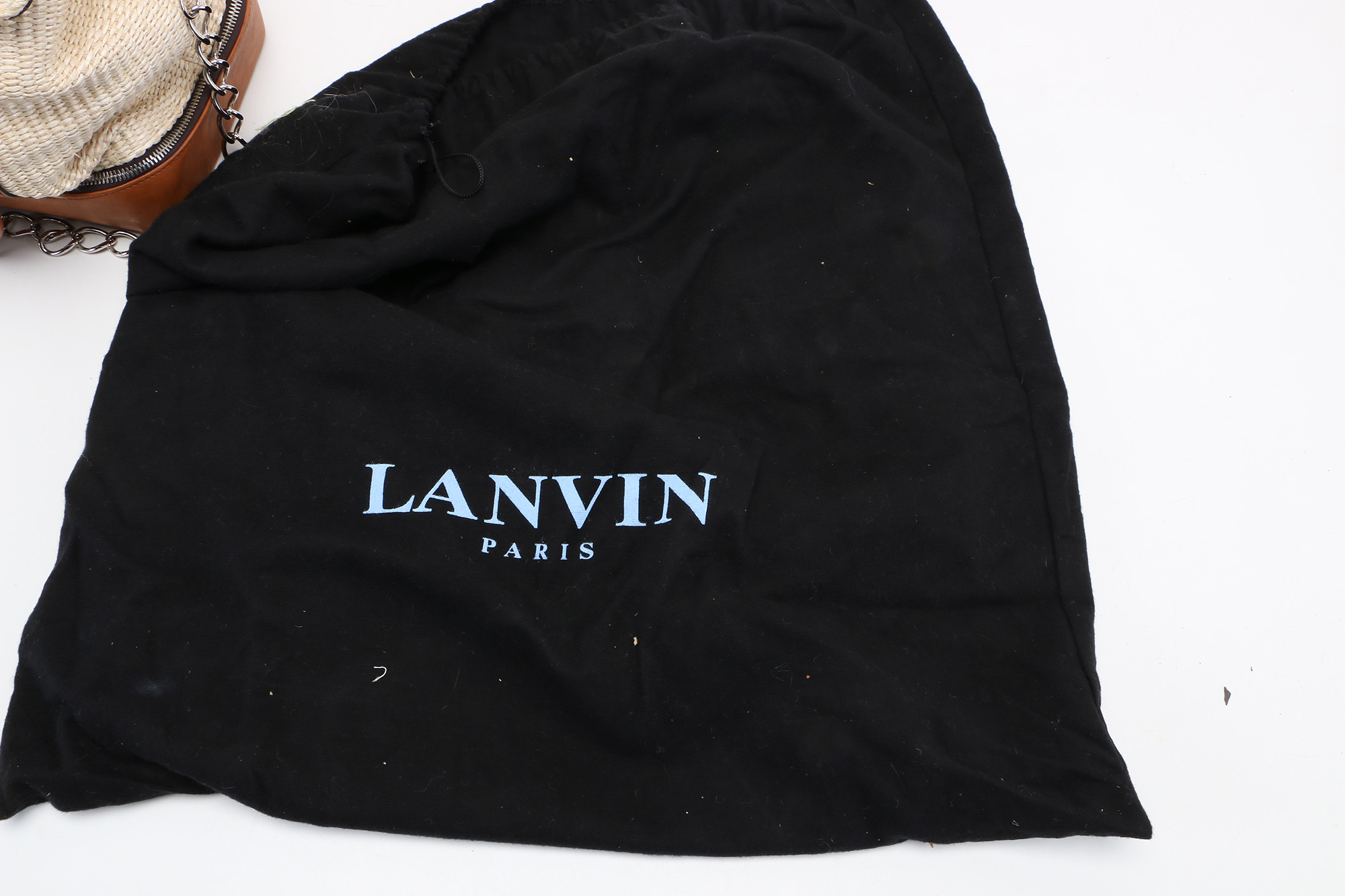 Lanvin Paris Sac Montero Woven and Leather Handbag