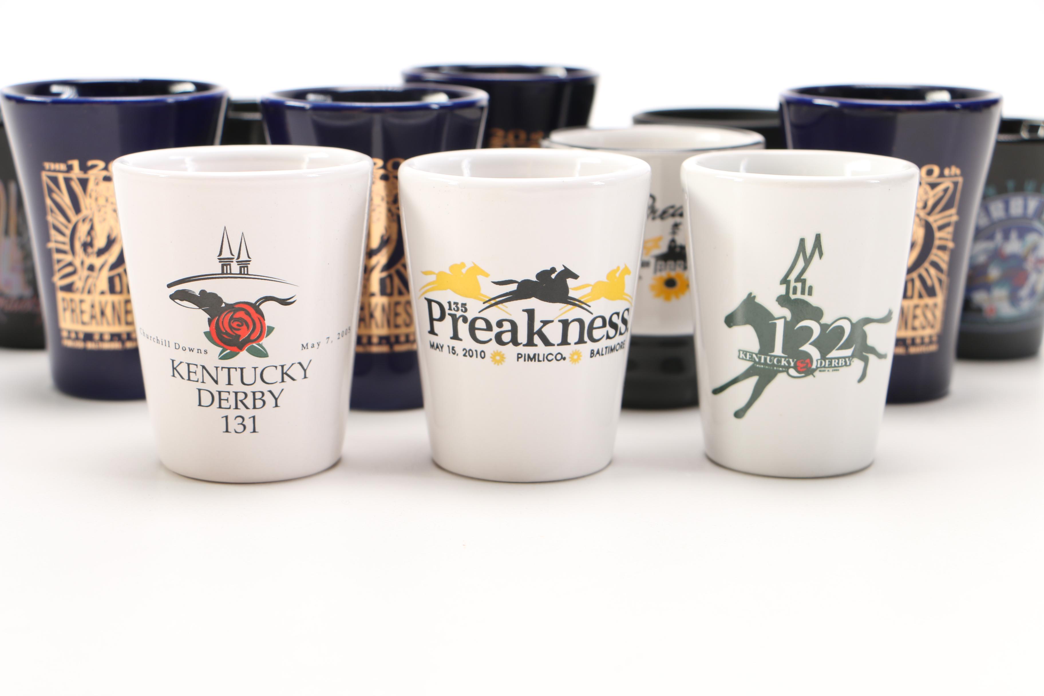 Assortment of Kentucky Derby and Preakness Shot Glasses