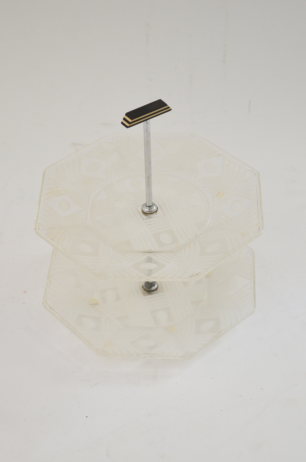 Art Deco Two-Tiered Glass Cake Stand