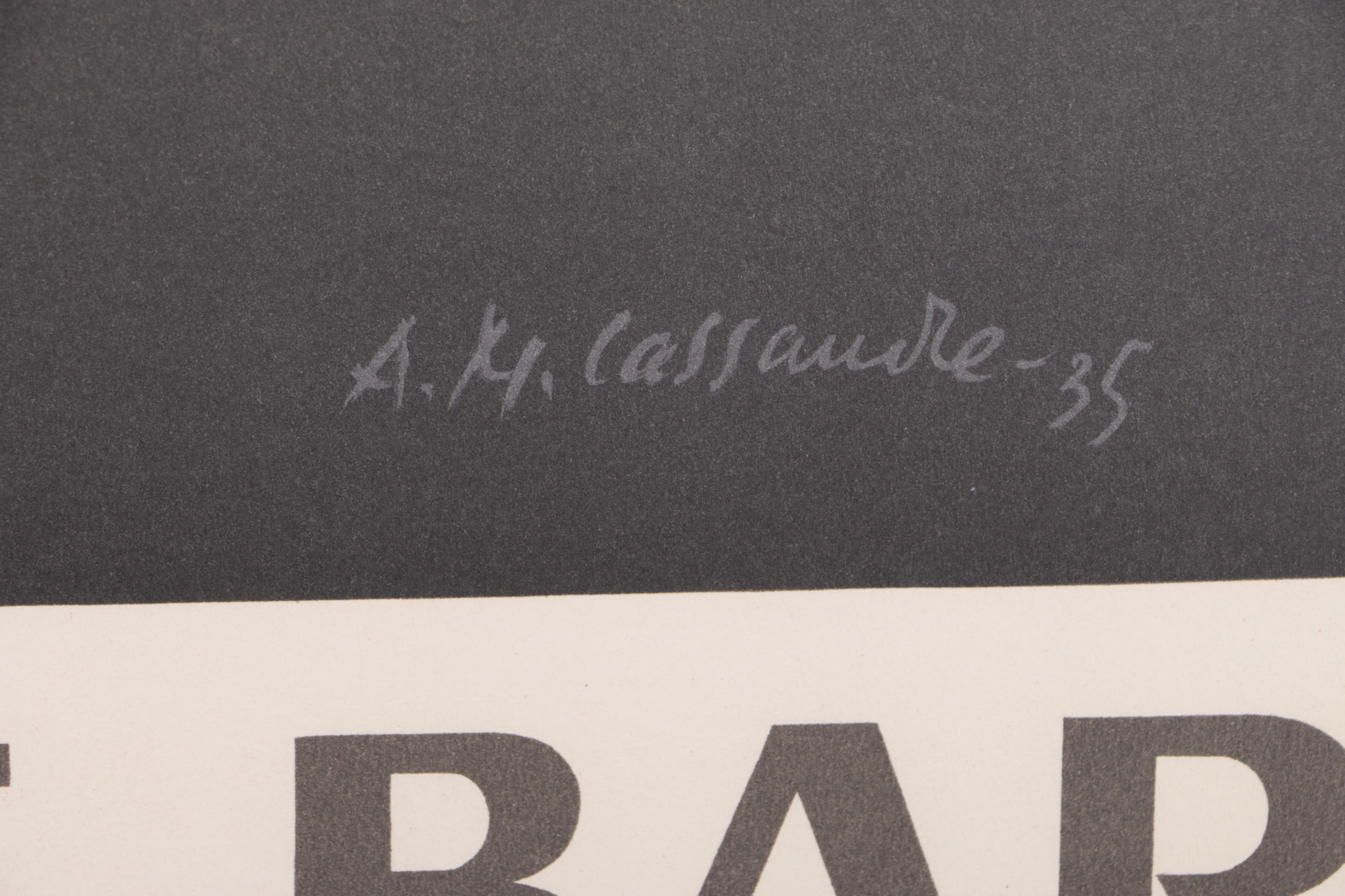 Chromolithograph Poster Featuring A.M. Cassandre "Willi's Wine Bar"