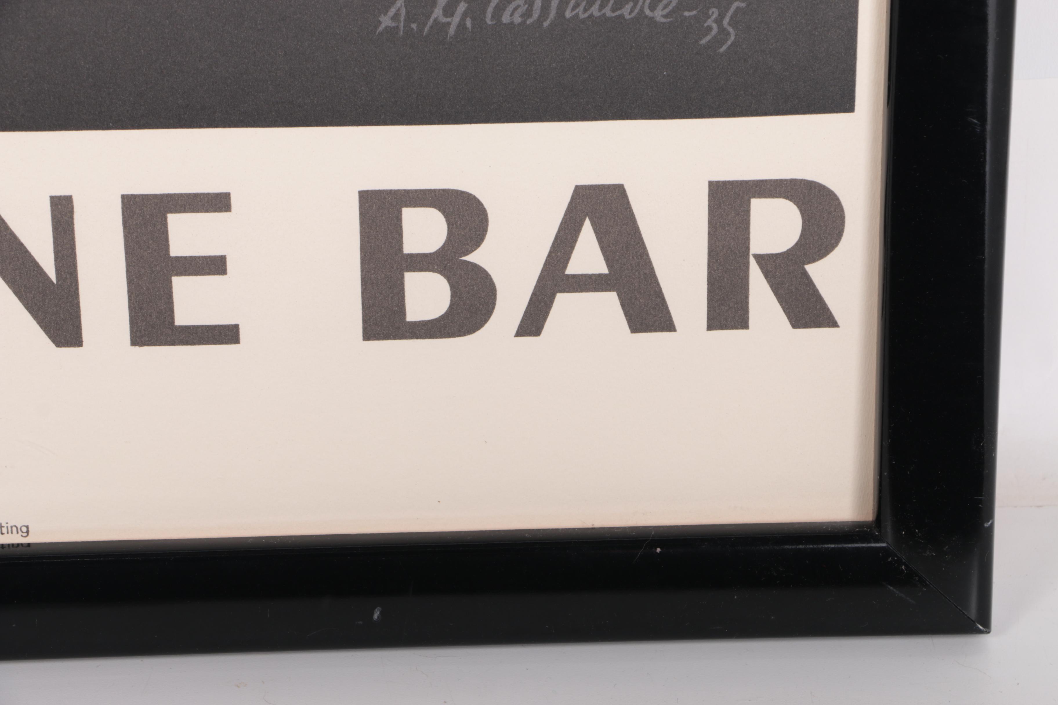 Chromolithograph Poster Featuring A.M. Cassandre "Willi's Wine Bar"