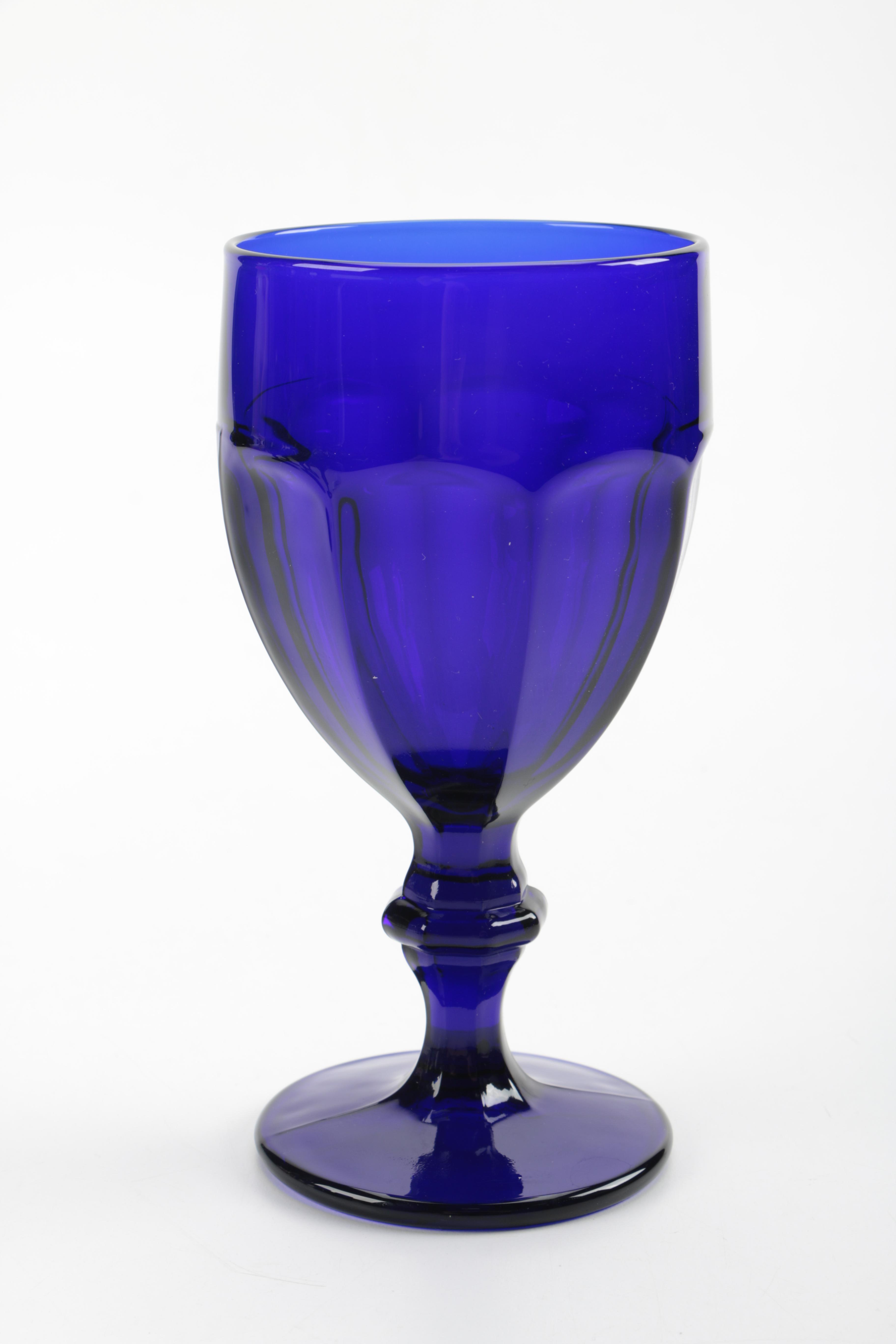 Set of Cobalt Blue Pressed Glass Goblets