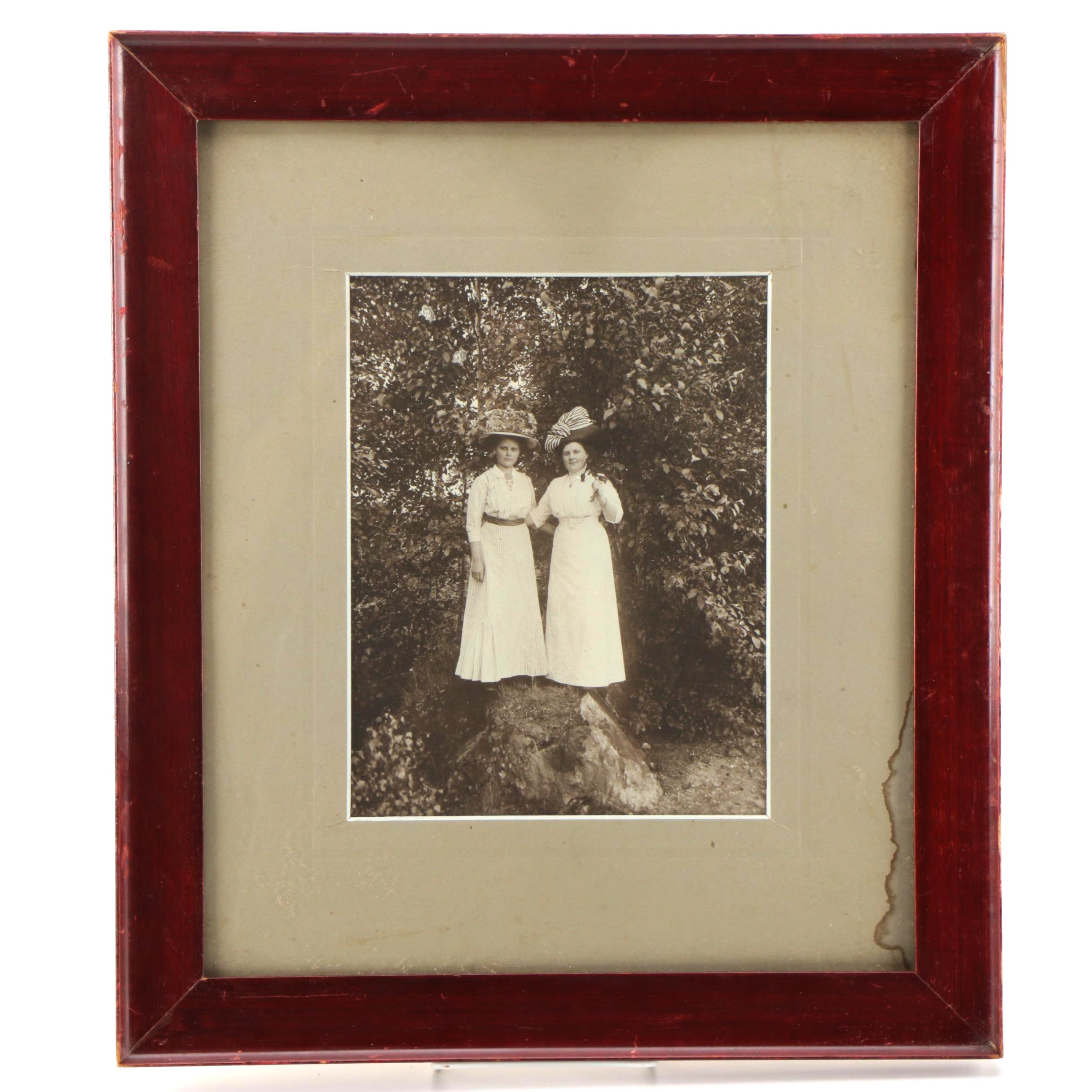 Turn of the Century Photograph of Two Victorian Era Women on a Hike