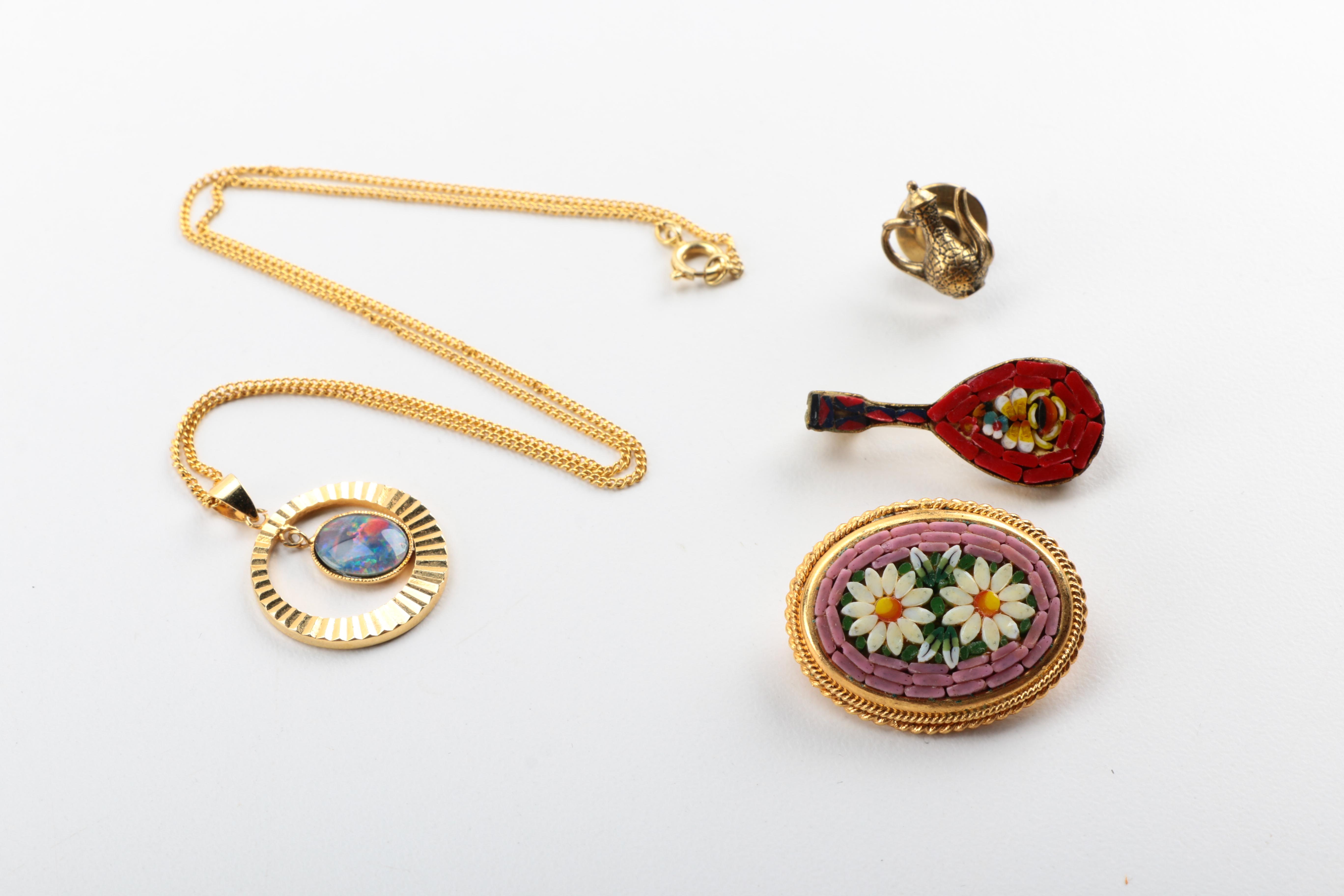 Wooden Jewelry Box With Assorted Costume Jewelry