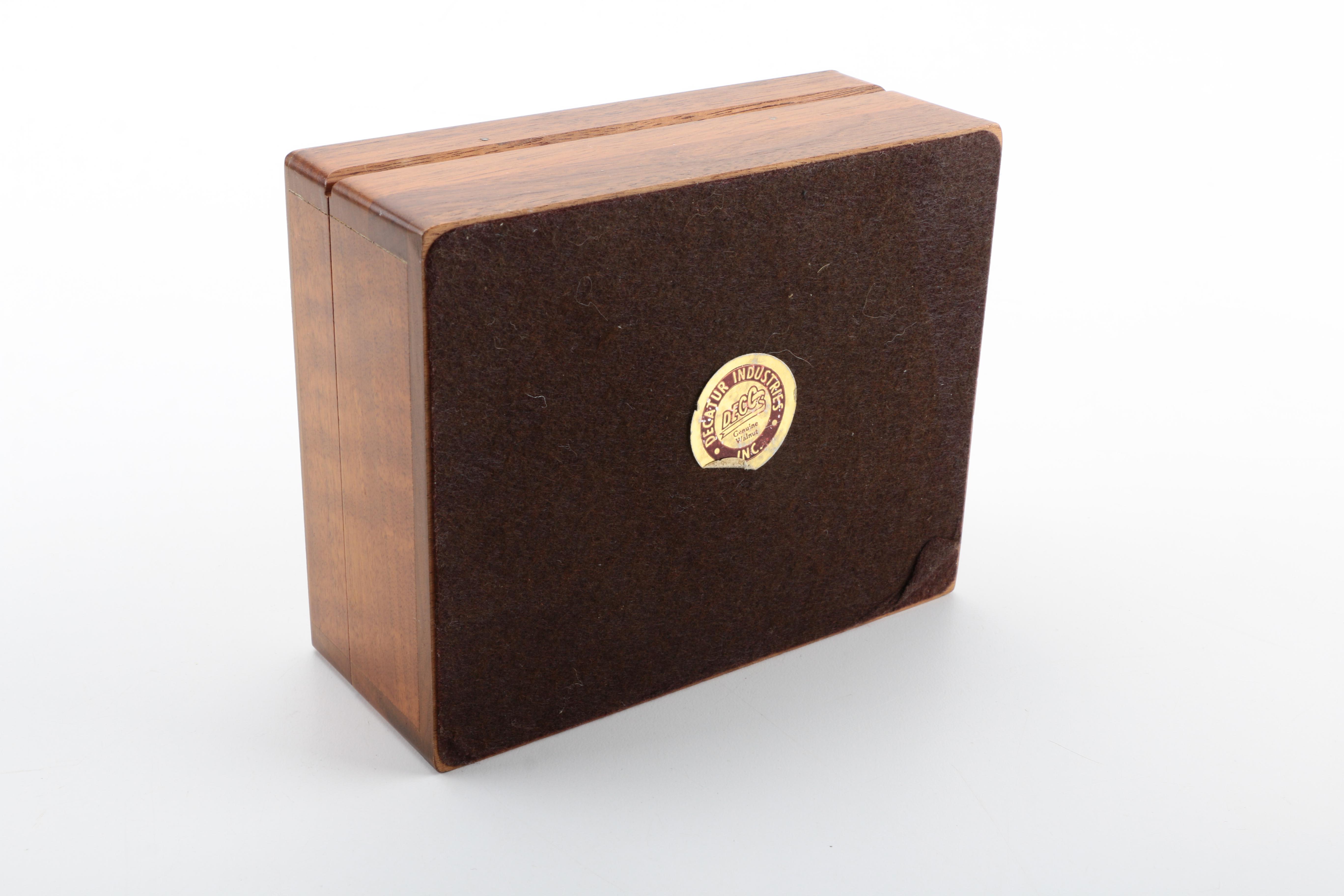 Wooden Jewelry Box With Assorted Costume Jewelry