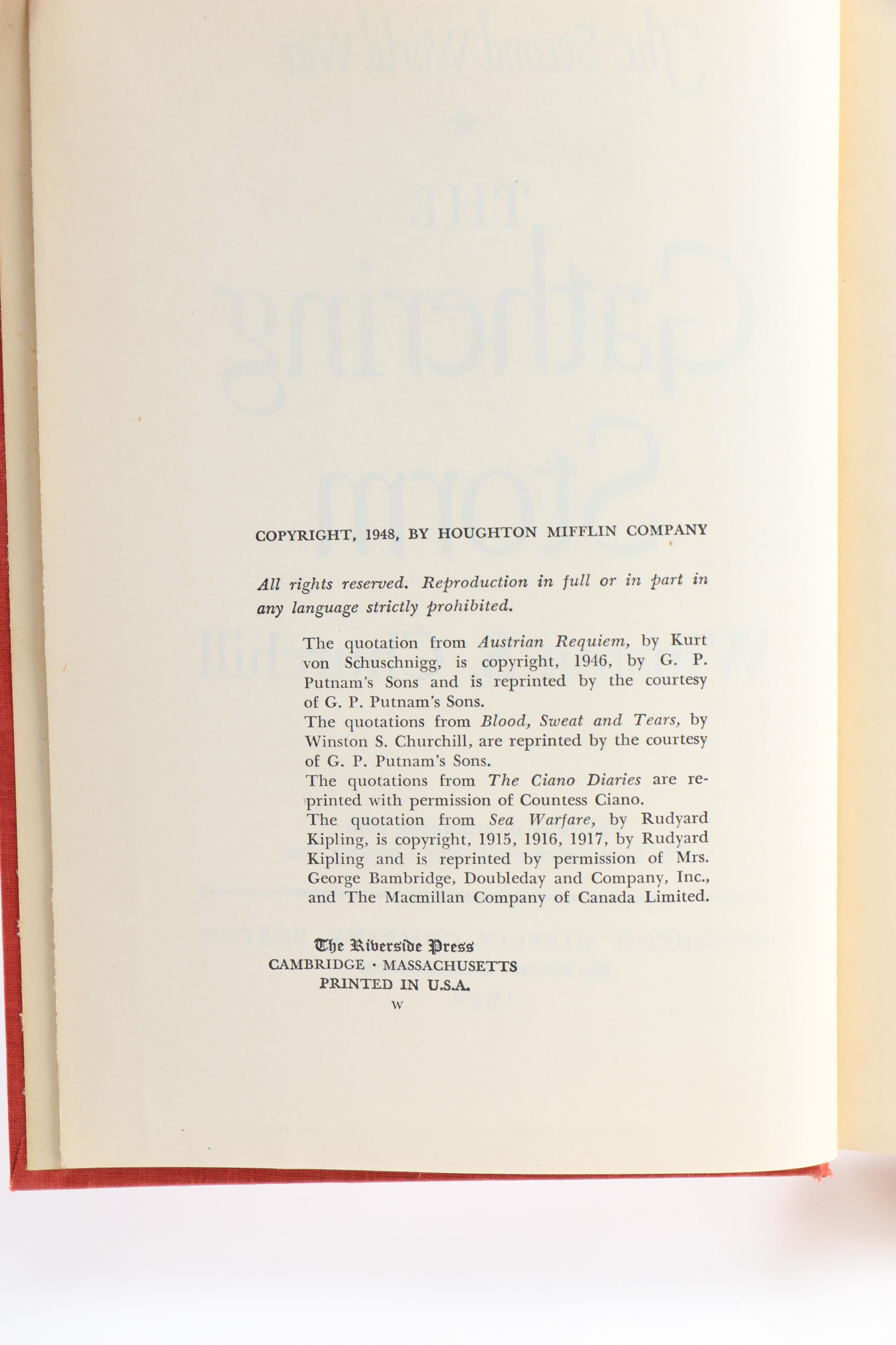 1950s First Edition Complete Set "The Second World War" by Winston Churchill