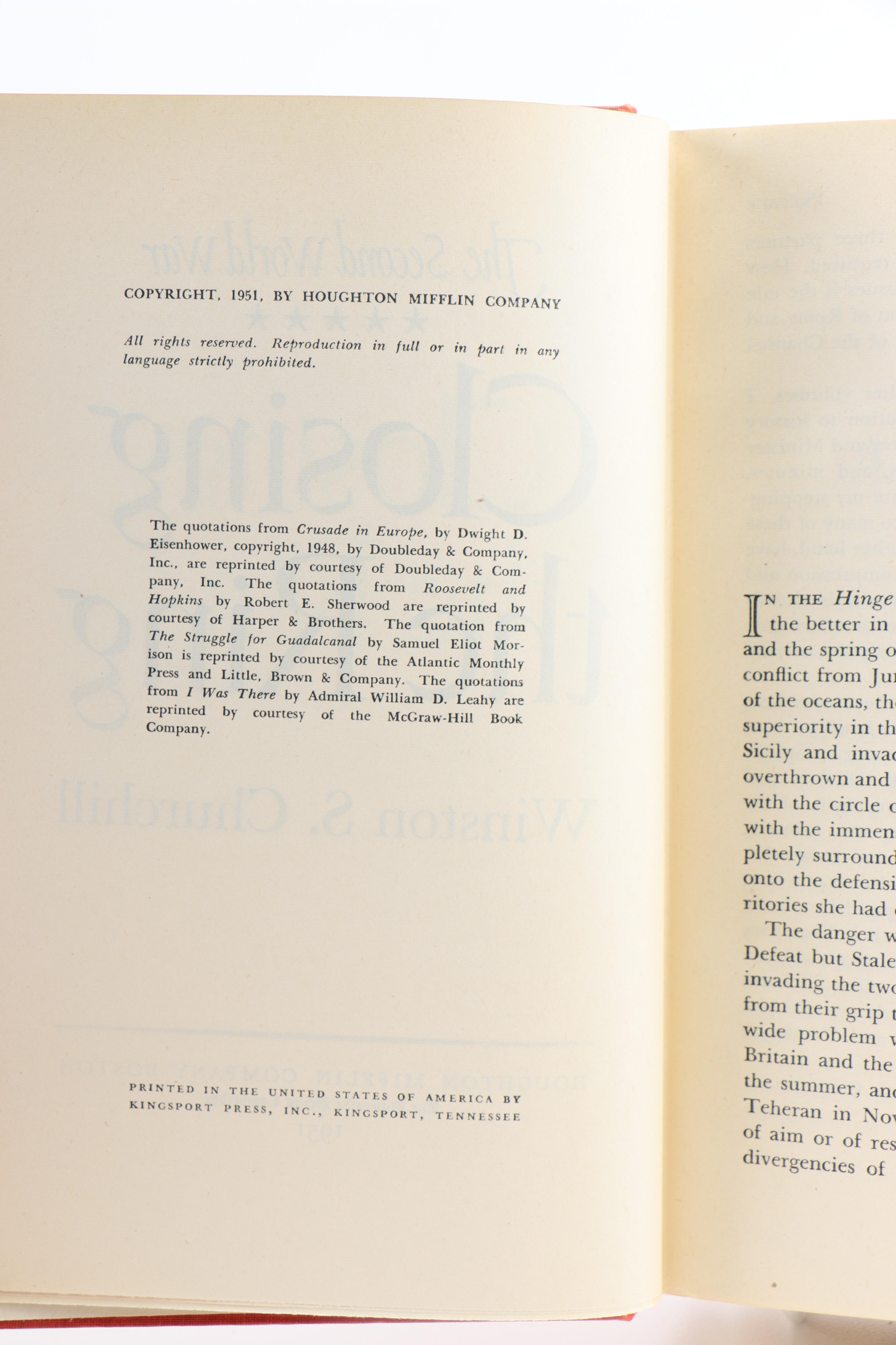 1950s First Edition Complete Set "The Second World War" by Winston Churchill