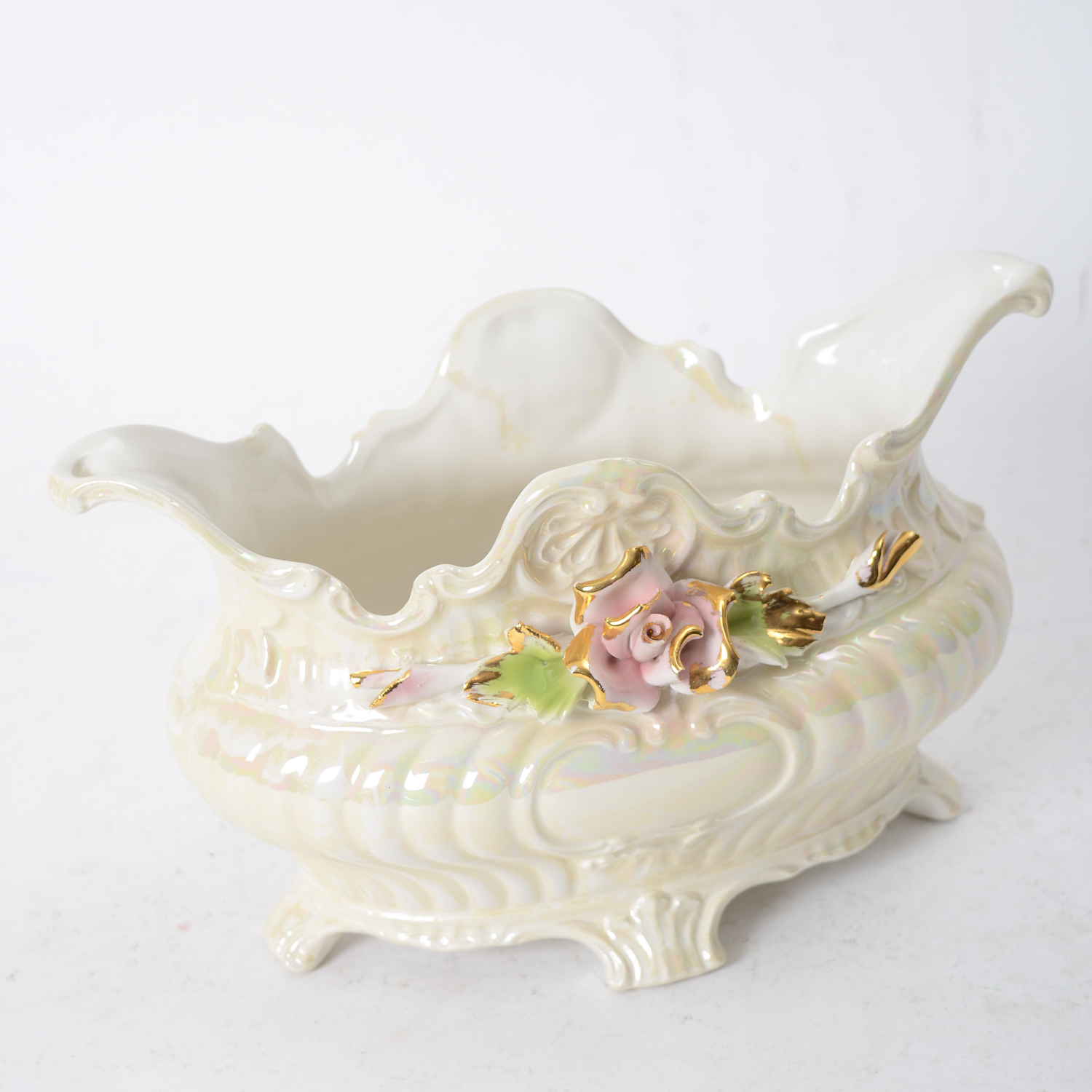 Capodimonte Ceramic Compote with Floral Motif