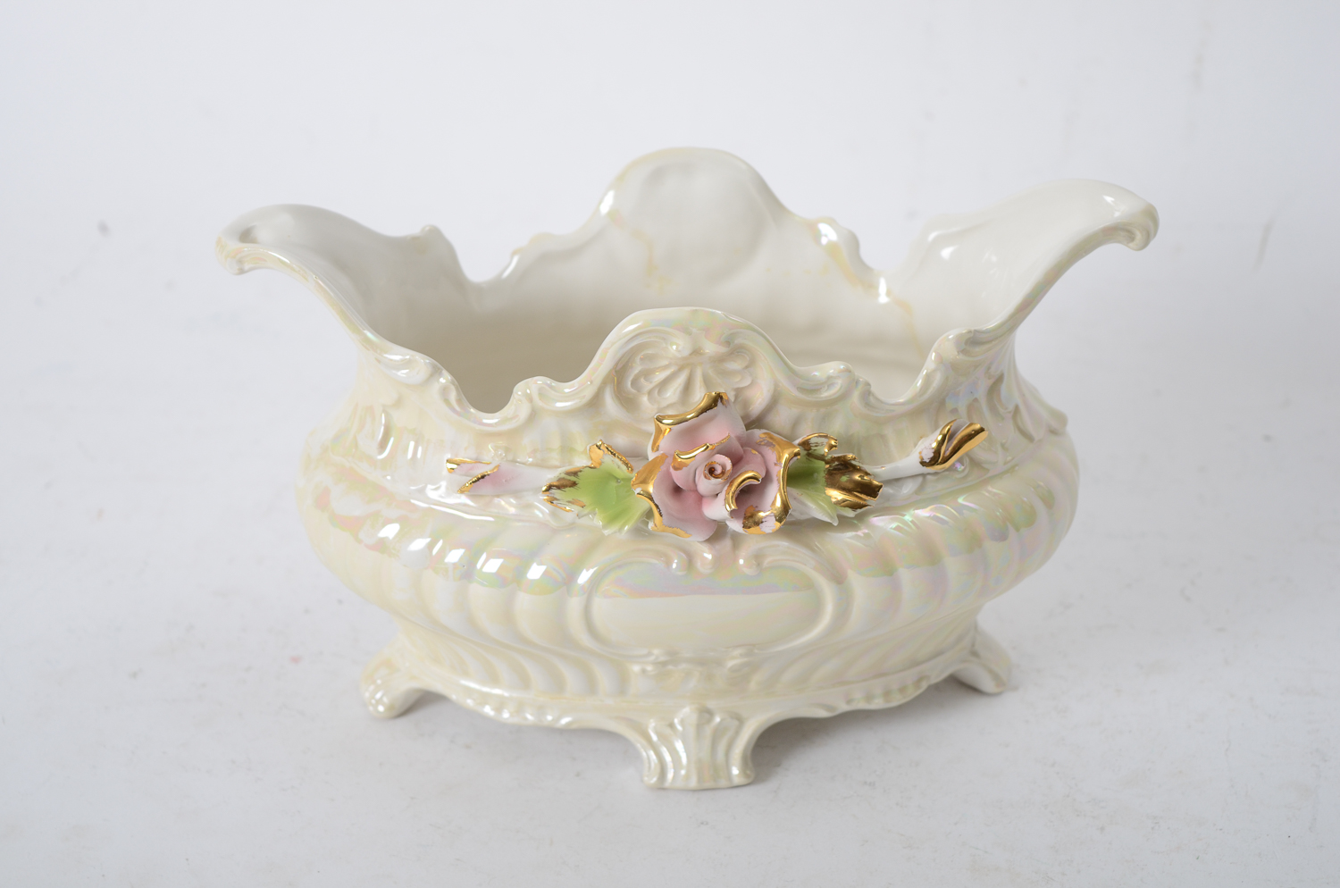Capodimonte Ceramic Compote with Floral Motif
