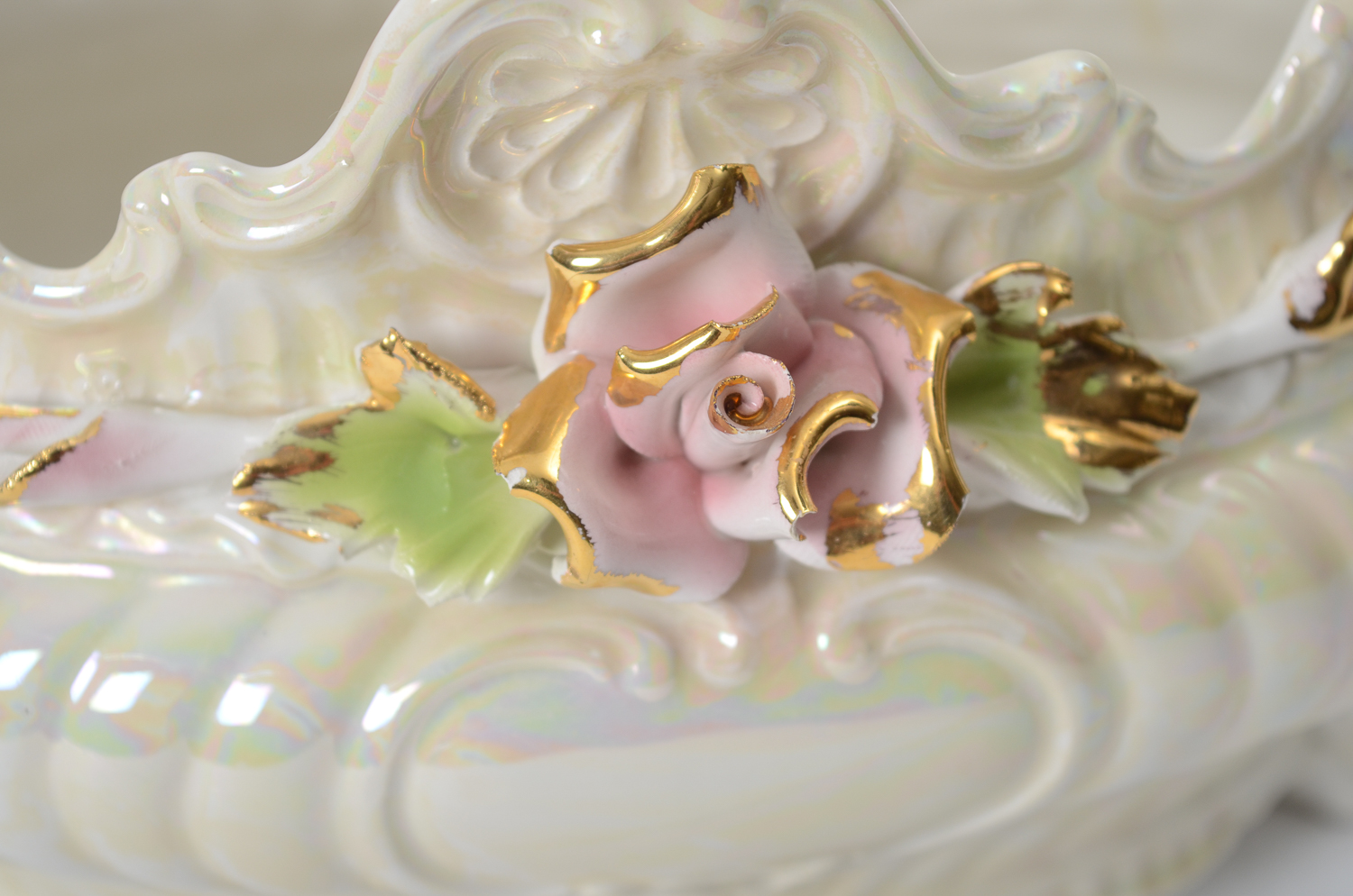 Capodimonte Ceramic Compote with Floral Motif