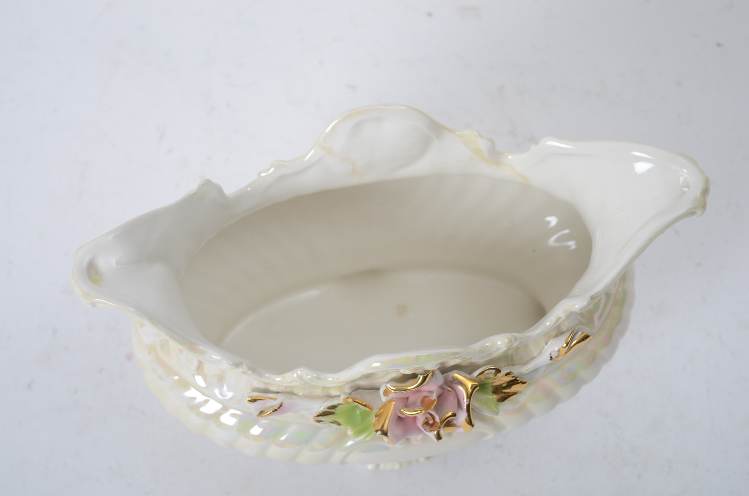 Capodimonte Ceramic Compote with Floral Motif