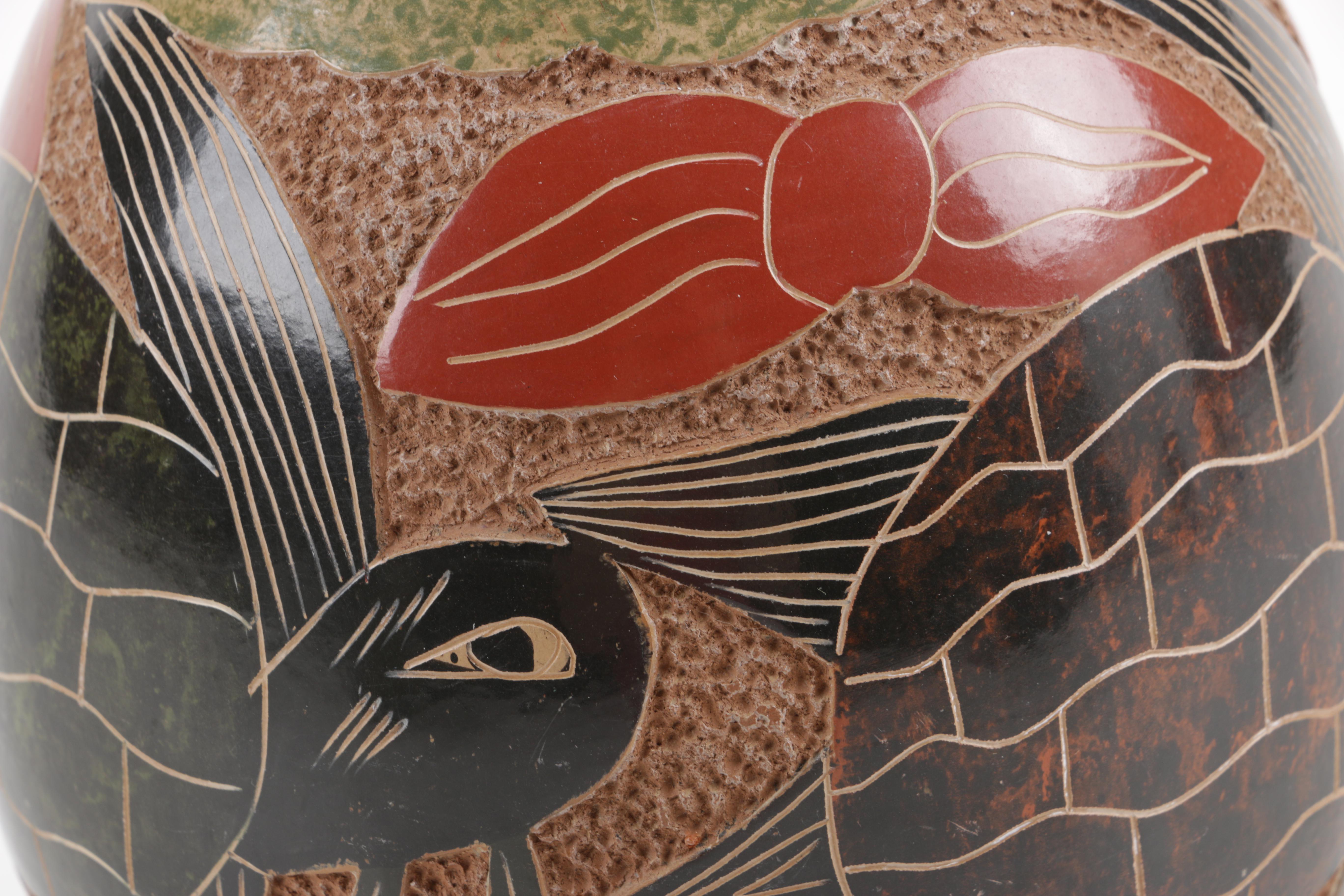 Pair of Handcrafted Stoneware Vases Including Ecuadorian