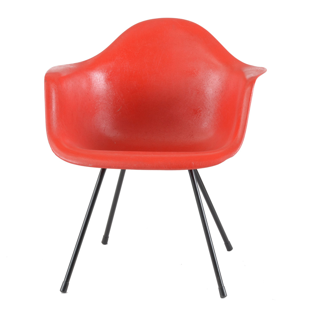 Eames Style Red Fiberglass Shell Chair