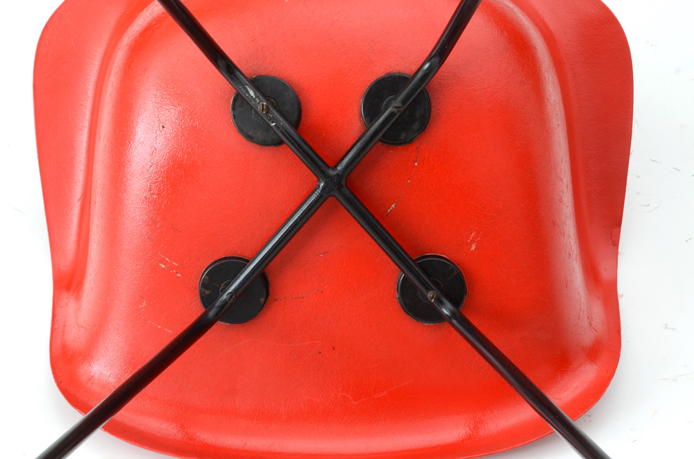 Eames Style Red Fiberglass Shell Chair