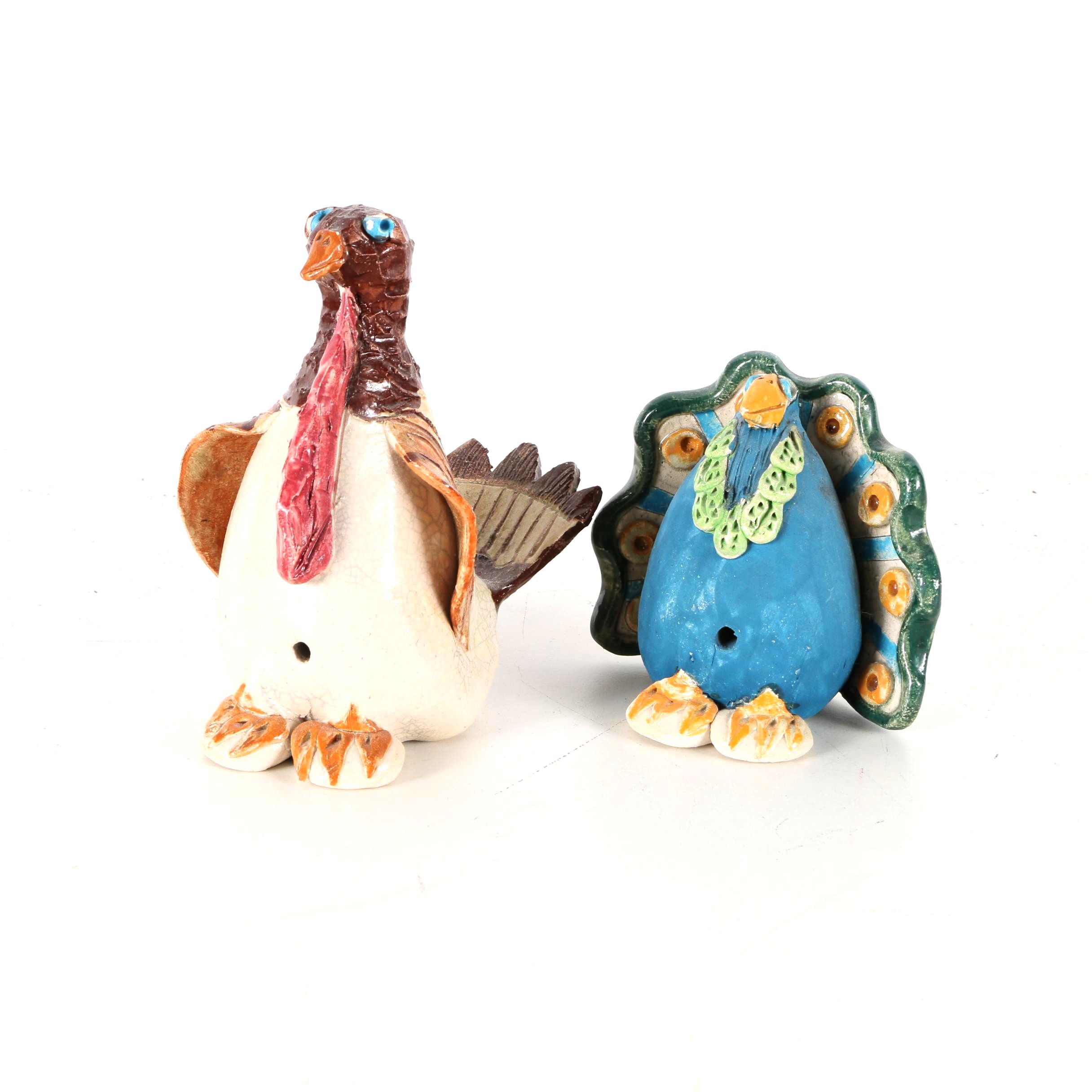 Chris Moses "Turkey and Peacock" Figurines