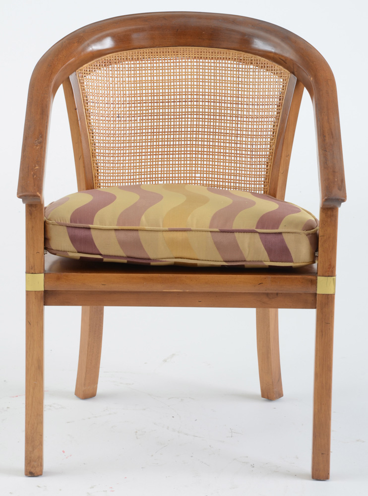 Pair of Walnut Caned Arm Chairs