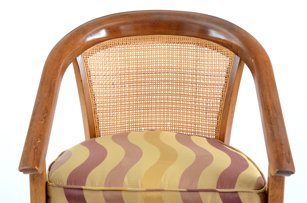 Pair of Walnut Caned Arm Chairs