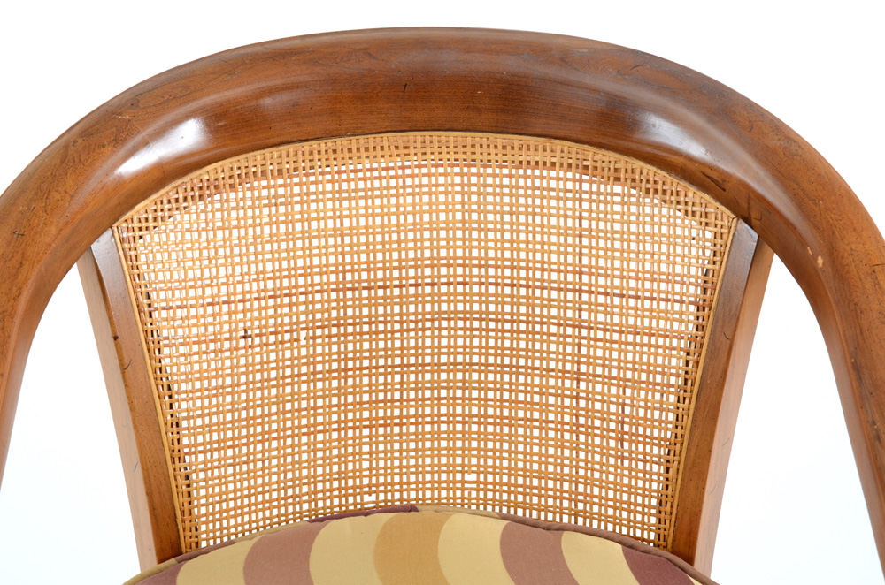 Pair of Walnut Caned Arm Chairs