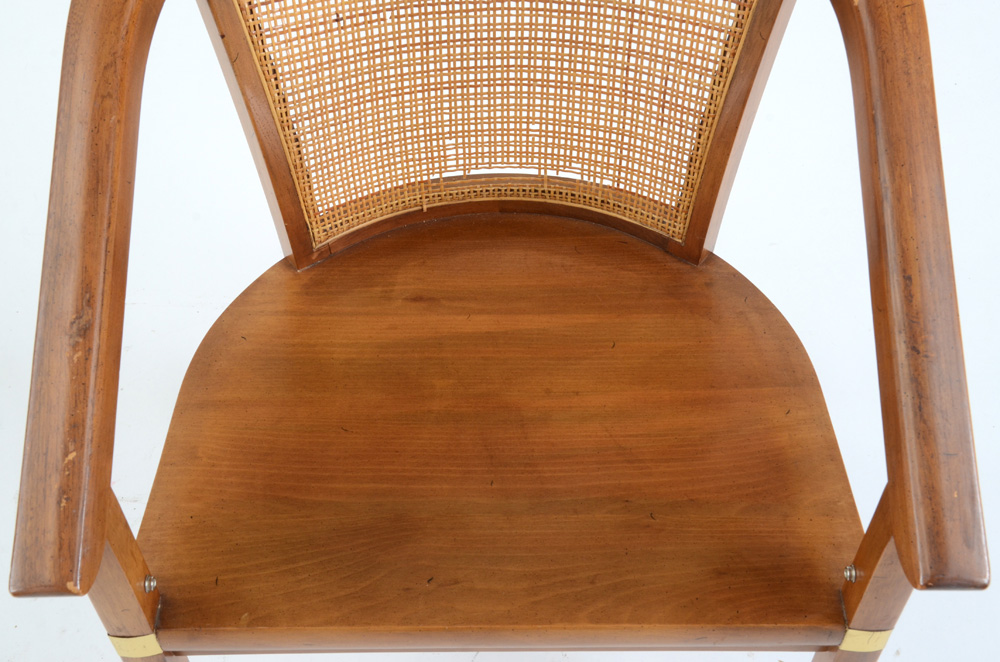 Pair of Walnut Caned Arm Chairs