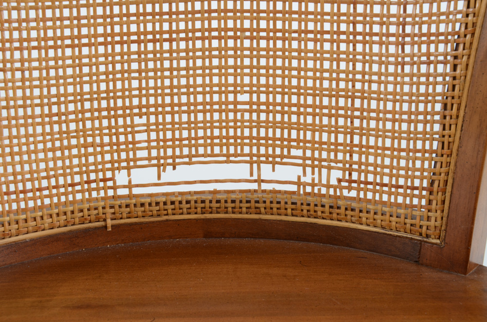 Pair of Walnut Caned Arm Chairs