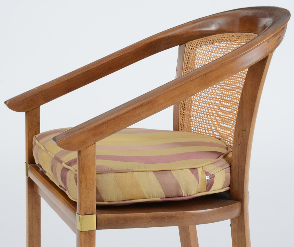 Pair of Walnut Caned Arm Chairs