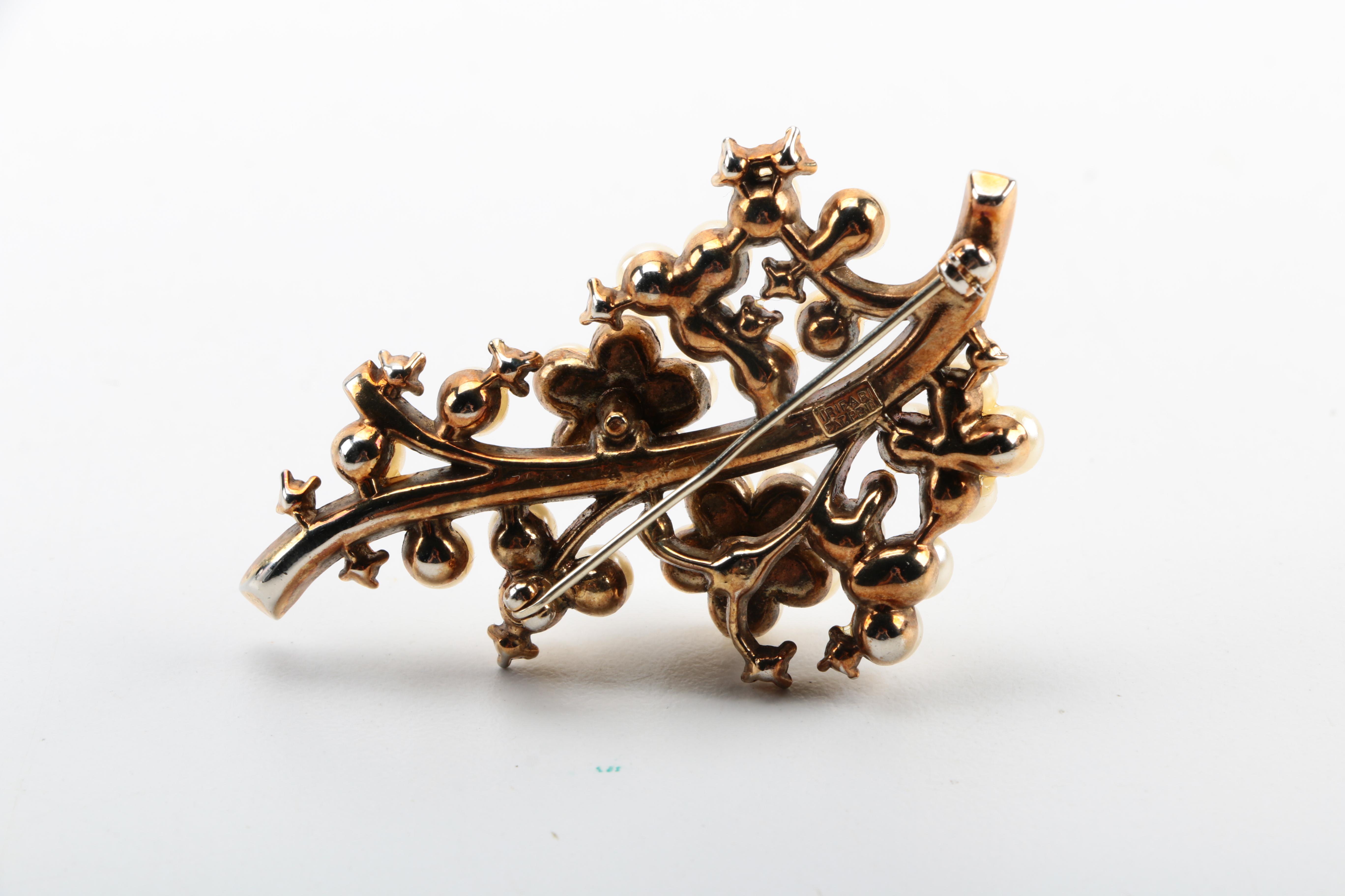 Vintage Trifari Brooch and Three Gold Tone Rings
