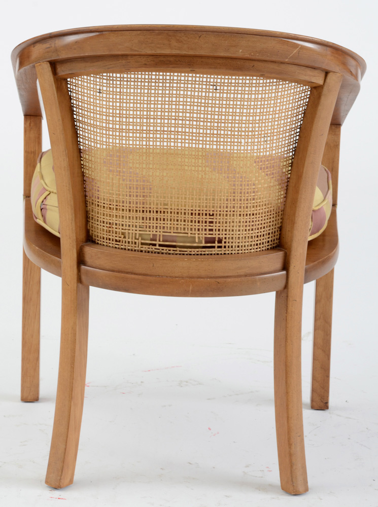 Pair of Walnut Caned Arm Chairs