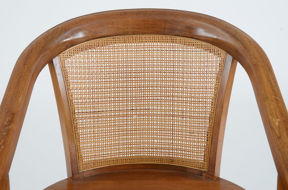 Pair of Walnut Caned Arm Chairs