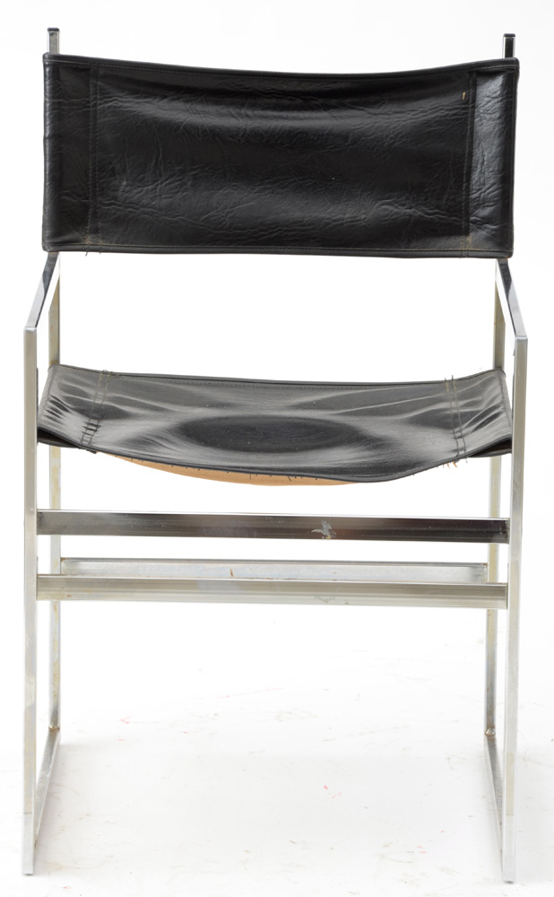 Chrome and Black Vinyl Arm Chair