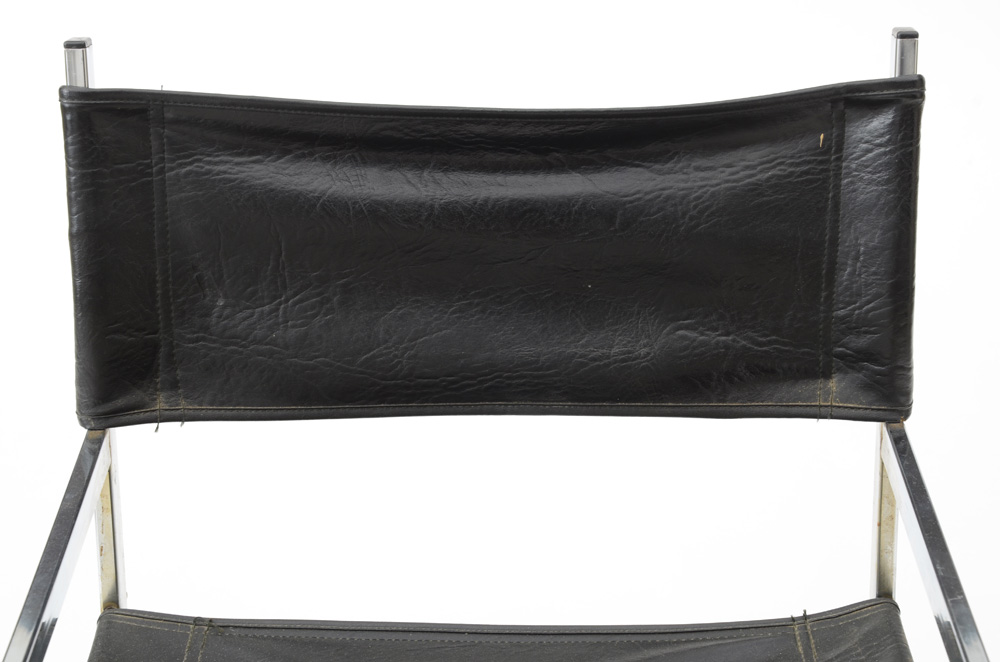 Chrome and Black Vinyl Arm Chair