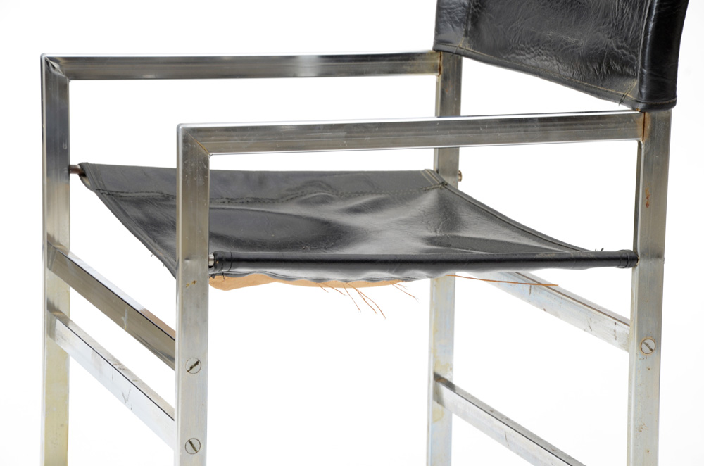 Chrome and Black Vinyl Arm Chair