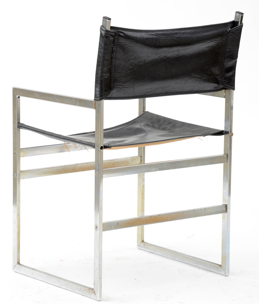 Chrome and Black Vinyl Arm Chair