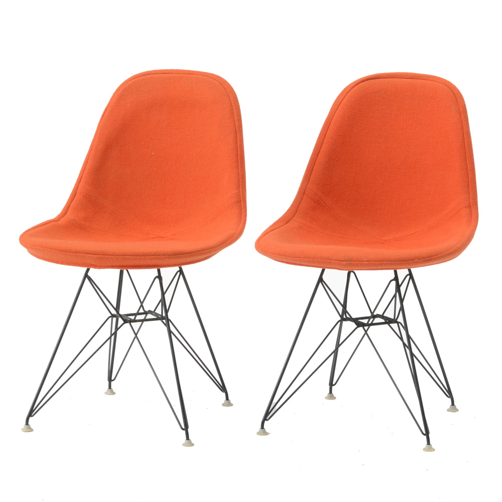 Eames Style Orange Eiffel Tower Chairs