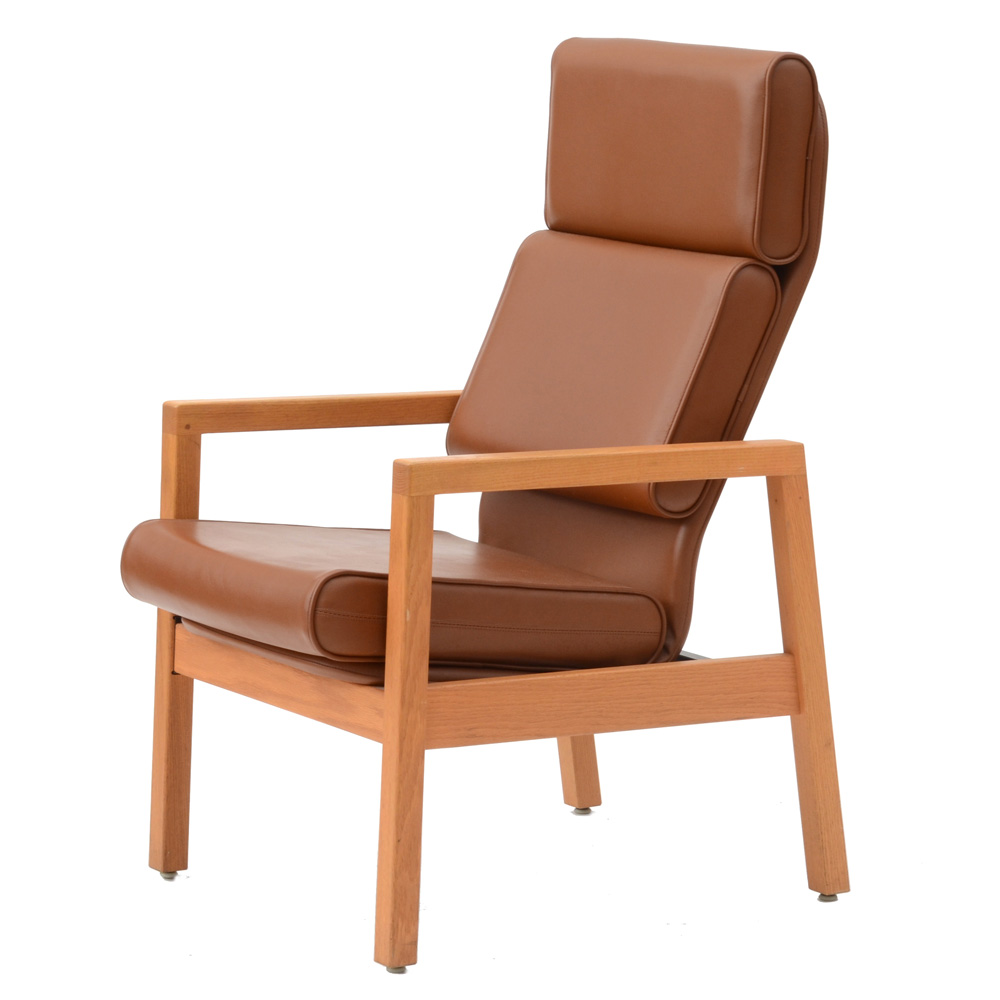 Oak and Vinyl High Back Office Chair