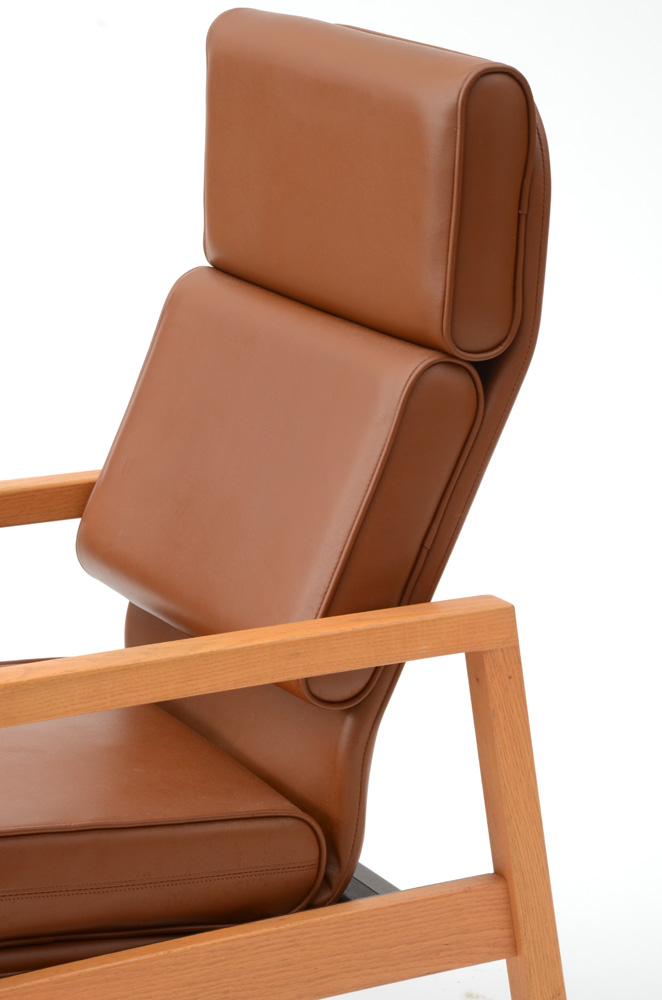 Oak and Vinyl High Back Office Chair