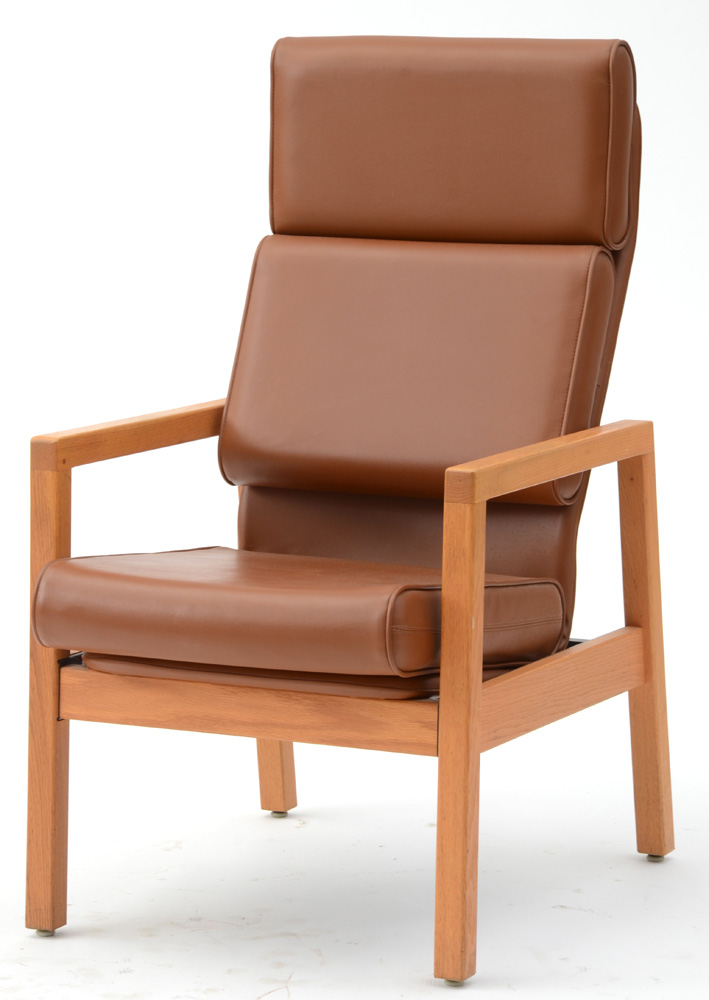 Oak and Vinyl High Back Office Chair