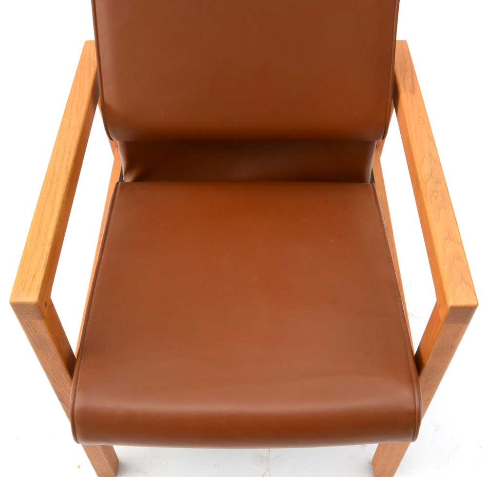 Oak and Vinyl High Back Office Chair