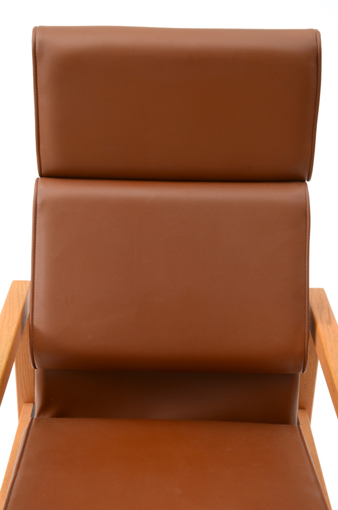 Oak and Vinyl High Back Office Chair