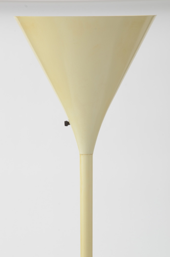 Ivory Enameled Metal Torchere Floor Lamp