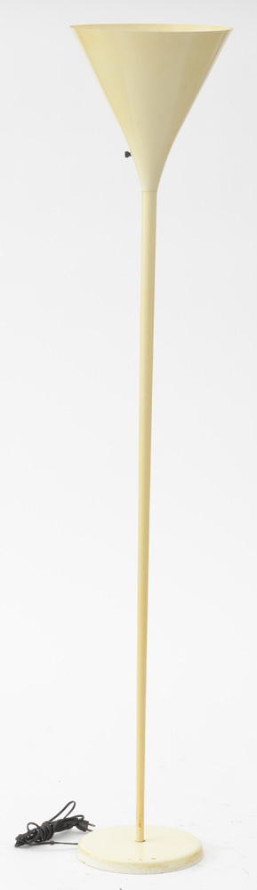 Ivory Enameled Metal Torchere Floor Lamp