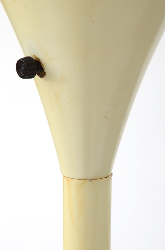 Ivory Enameled Metal Torchere Floor Lamp