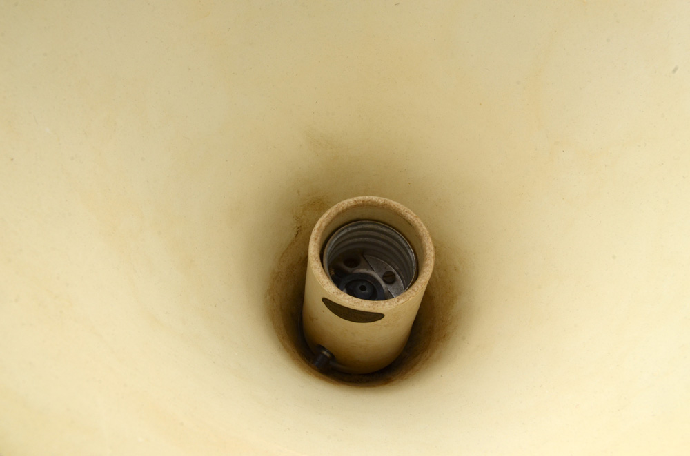 Ivory Enameled Metal Torchere Floor Lamp