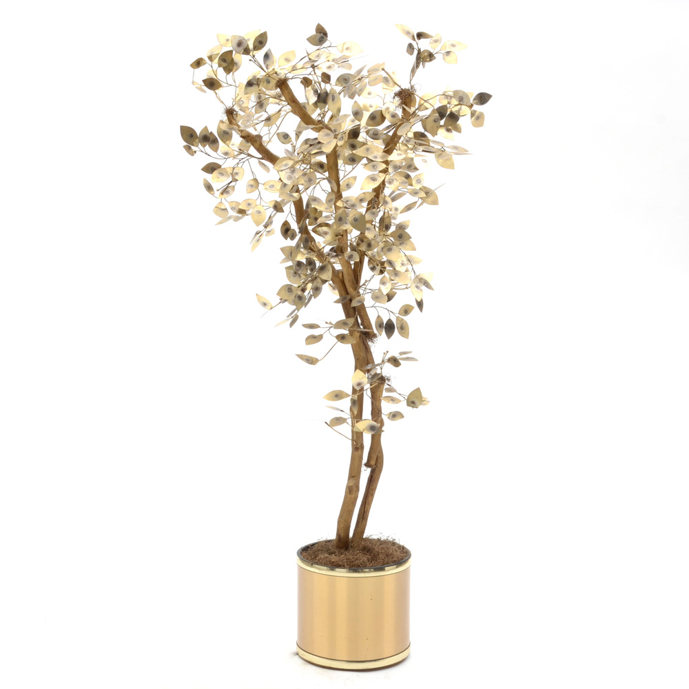 Curtis Jere Metal Tree Sculpture in Planter